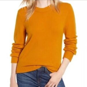 J.Crew Factory Mustard Yellow Crewneck Sweater S Soft Knit Pullover Top